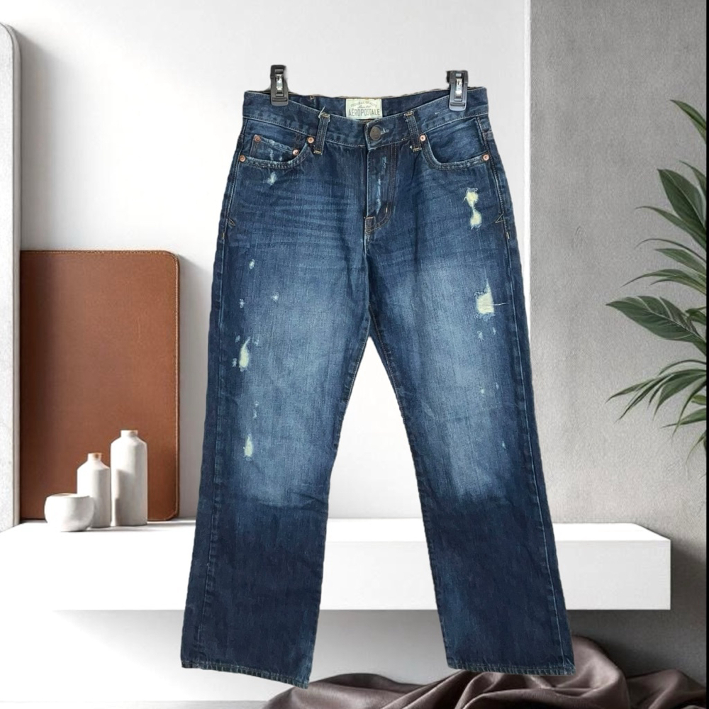 Aeropostale Benton Original Bootcut Ripped Frayed Jeans Men Size 28 x 30